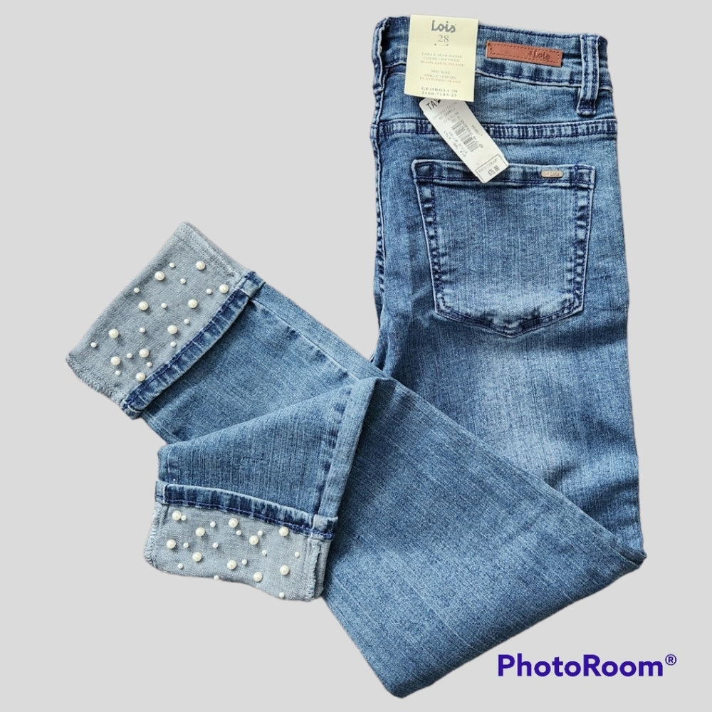 Lois Georgia Skinny 7/8 Mid-Rise Indigo Blue Jeans in a 28